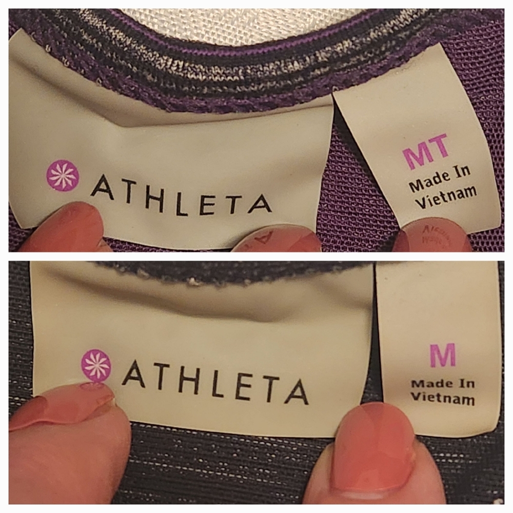 Two Athleta Royal Pigeon Layered Cinch Side Yoga Racer Back Tank Tops sz M - Picture 4 of 12